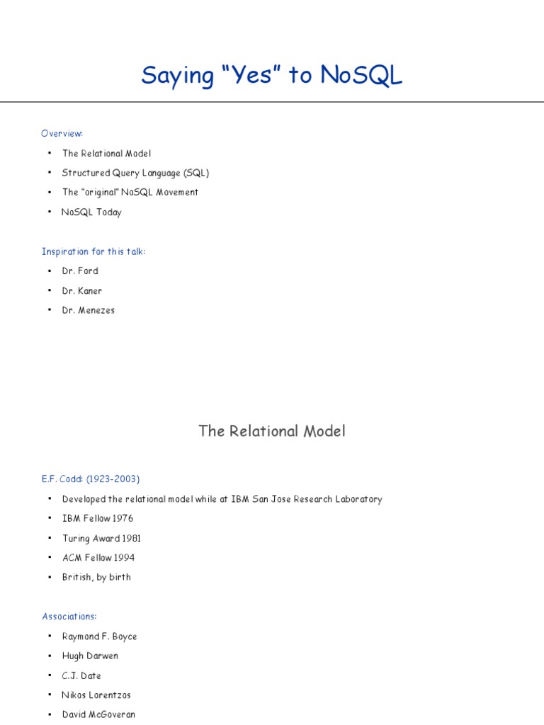 No SQL | PDF | Relational Database | Sql
