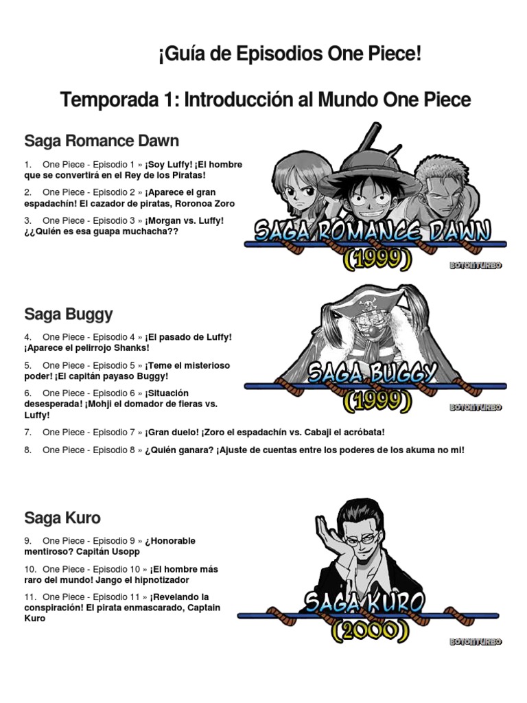 Guía de Episodios One Piece | PDF | Televisión | Animación