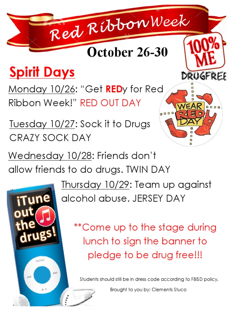 Red Ribbon Week Spirit Days Guide | PDF