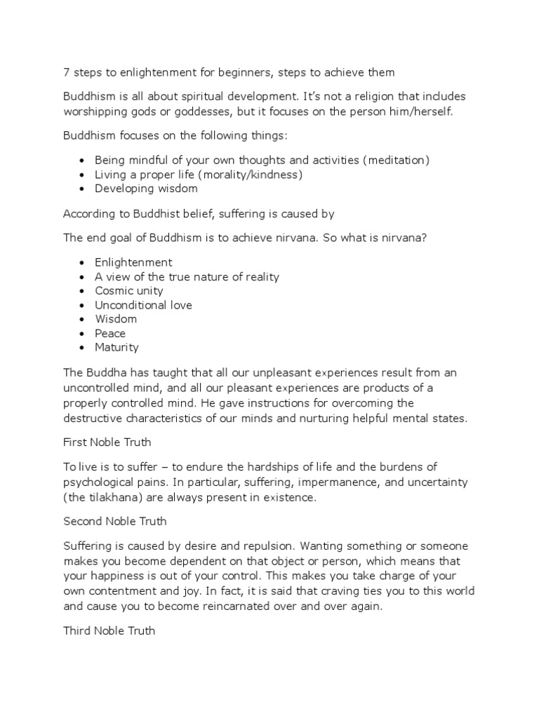 7 Steps To Enlightenment For Beginners Pdf Four Noble Truths