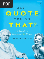 May I Quote You on That - A Guide to Grammar and Usage - 1st Edition (2015)