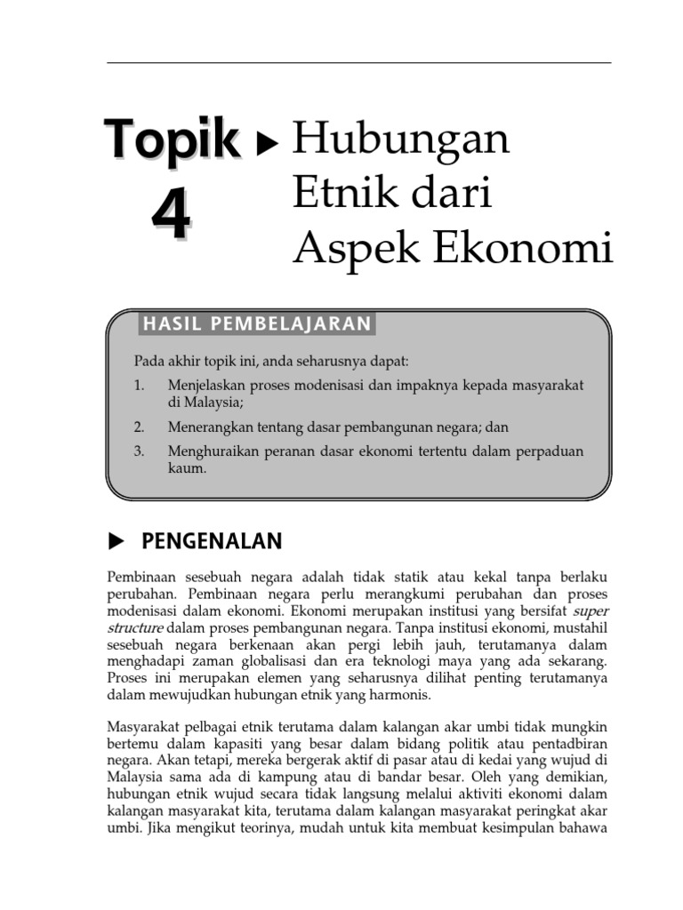 kesan dasar ekonomi baru terhadap hubungan etnik