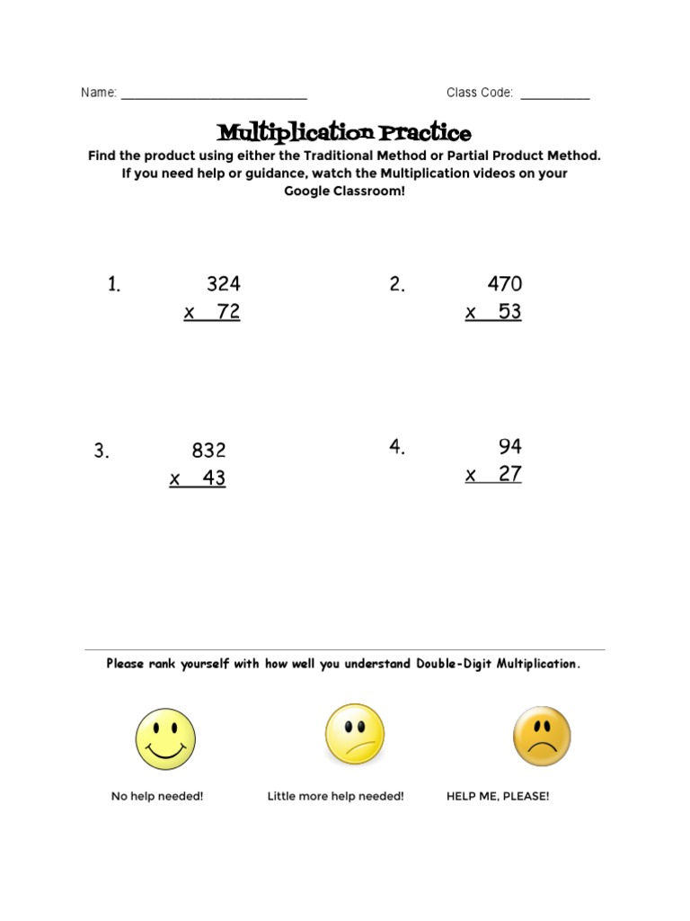 Multiplication Practice | PDF