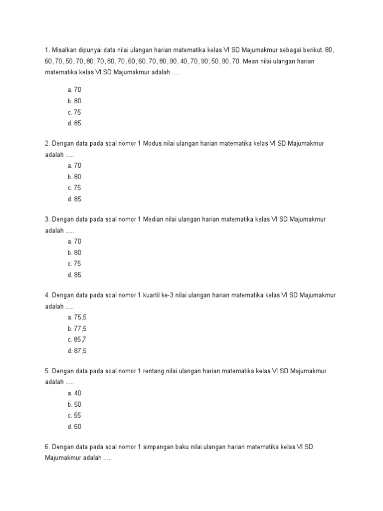 Soal Ukg Matematika Smp
