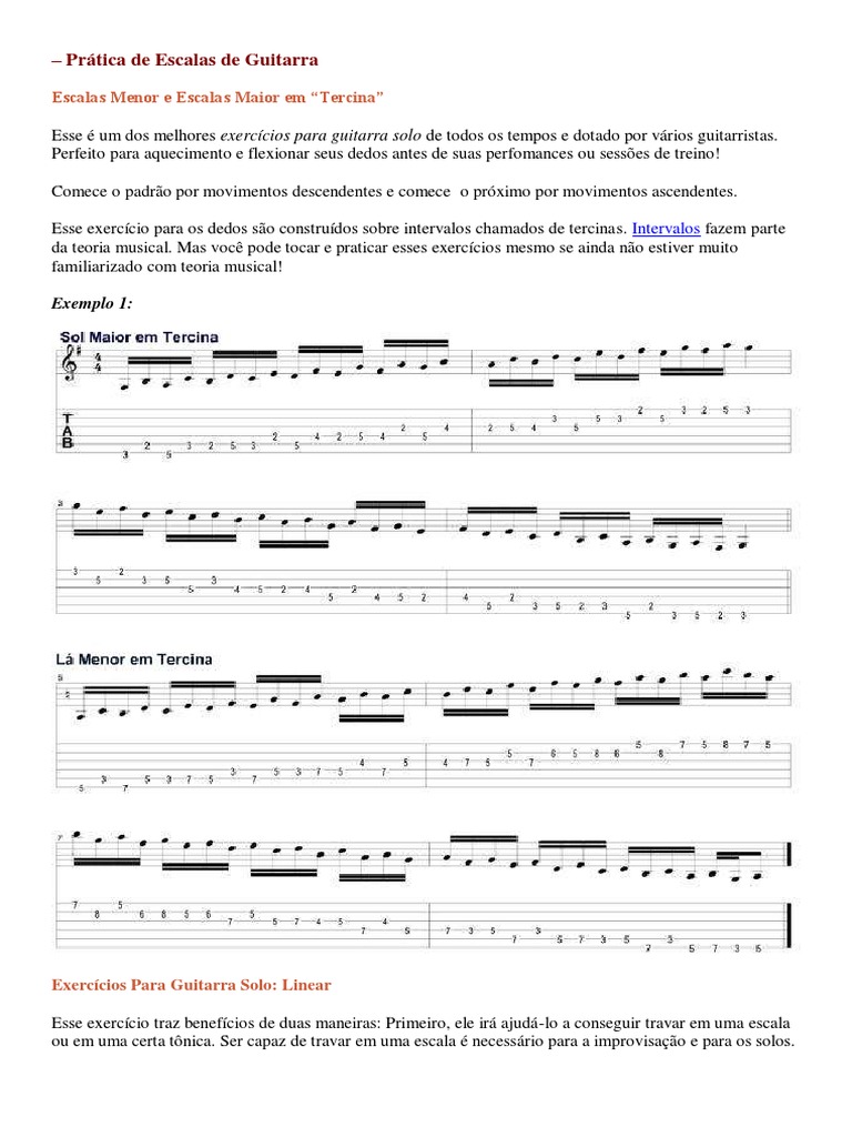 Exercícios de Escalas para Guitarra | PDF | Guitarras | Baixo