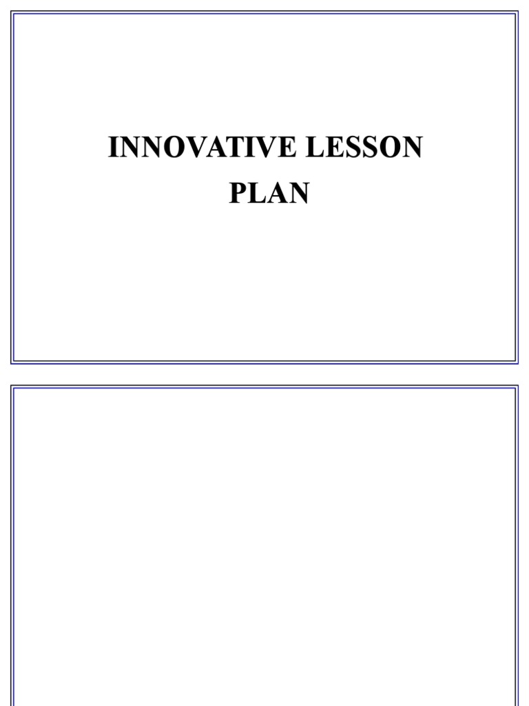 Innovative Lesson Plan | PDF