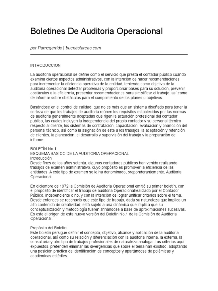 Boletines de Auditoria Operacional (Del 01 Al 09) | Descargar gratis ...