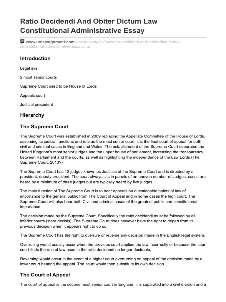 Ratio decidendi case example uk image