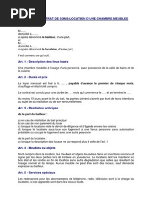 Contrat De Sous Location Location Business