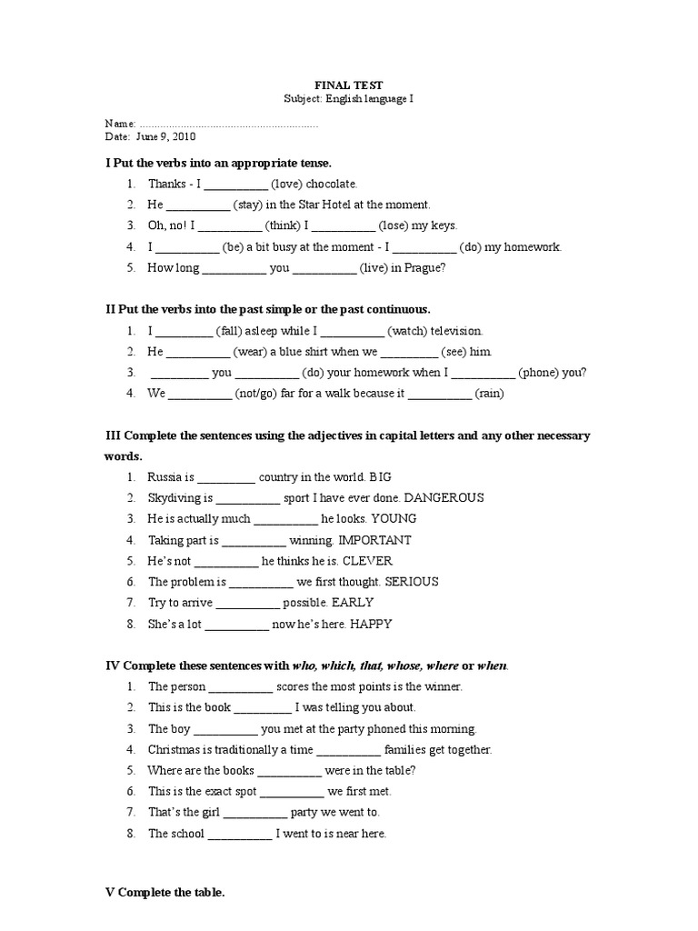 English Test for Language Learners | PDF