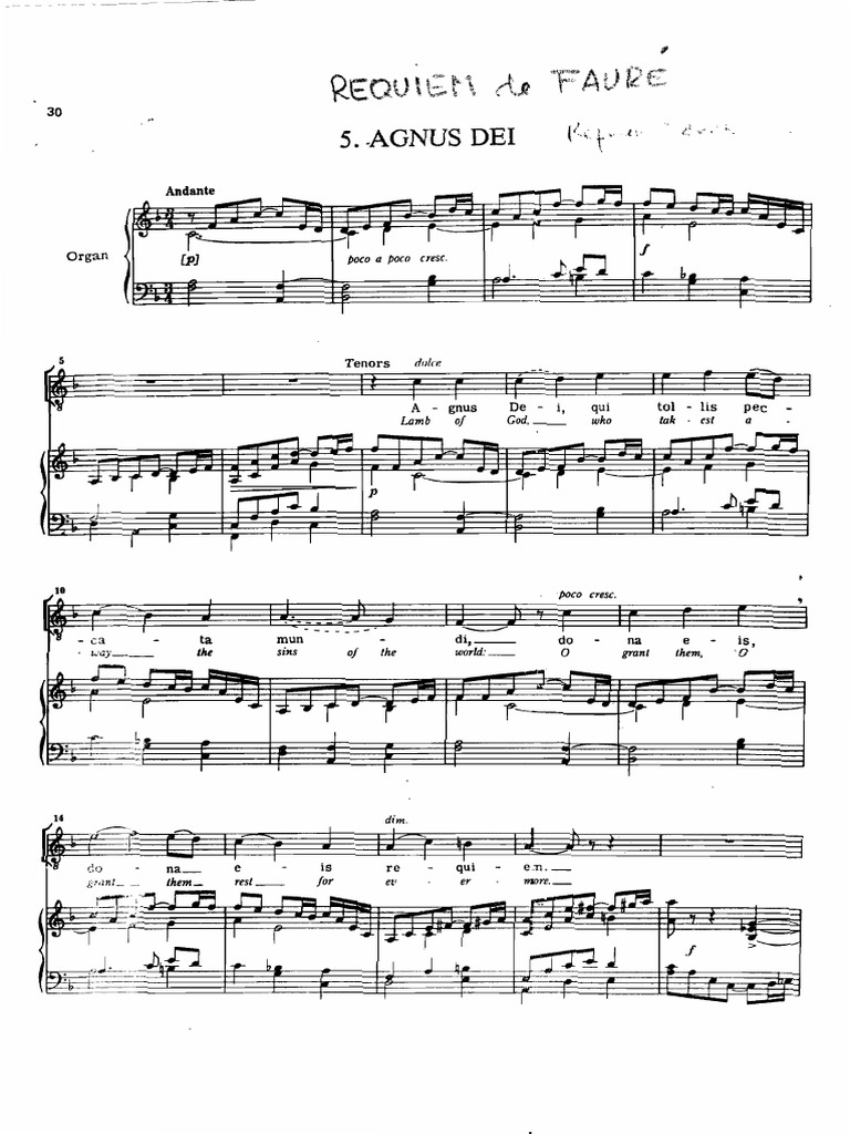 Agnus Dei Del Requiem de g Faure