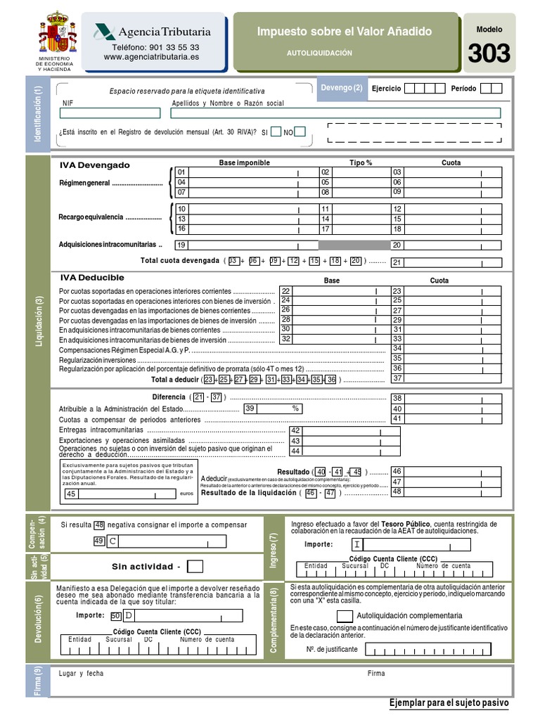 Modelo 303 IVA PDF Transferencia bancaria Devengo