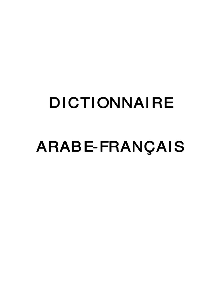 Dictionnaire Arabe Francais Pdf