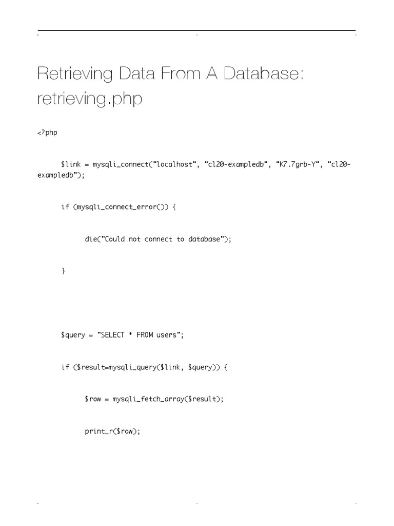 Retrieving Data From A Database | PDF
