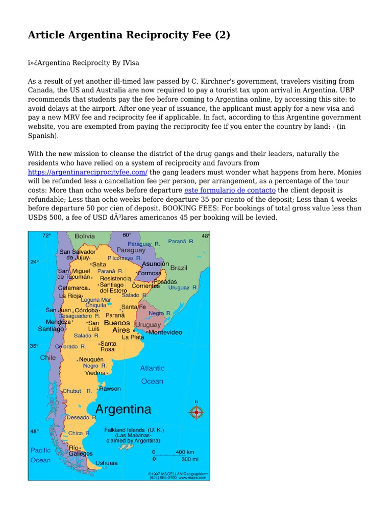 Article Argentina Reciprocity Fee PDF Travel Visa Argentina