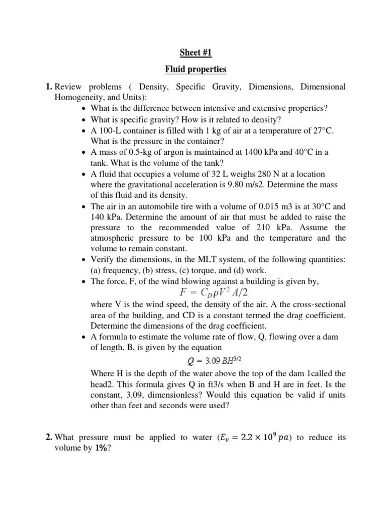 Fluid Properties and Pressure Calculations | PDF | Pressure | Fluid ...