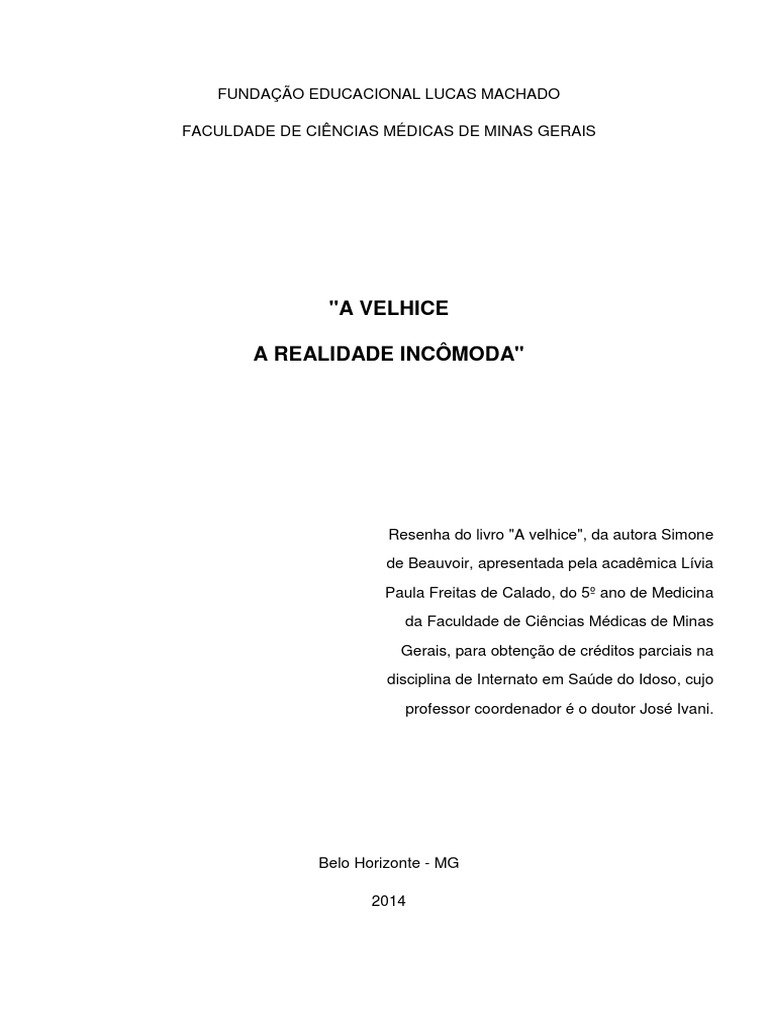 RESENHA - A - Velhice - Simone de Beauvoir | PDF | Terceira idade | Estado