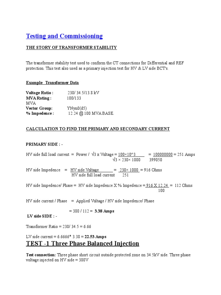 Transformer Stability Test Procedures | PDF