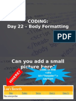 2016 - s1 - WD - Week 11 - Coding Day 22 Formatting Body