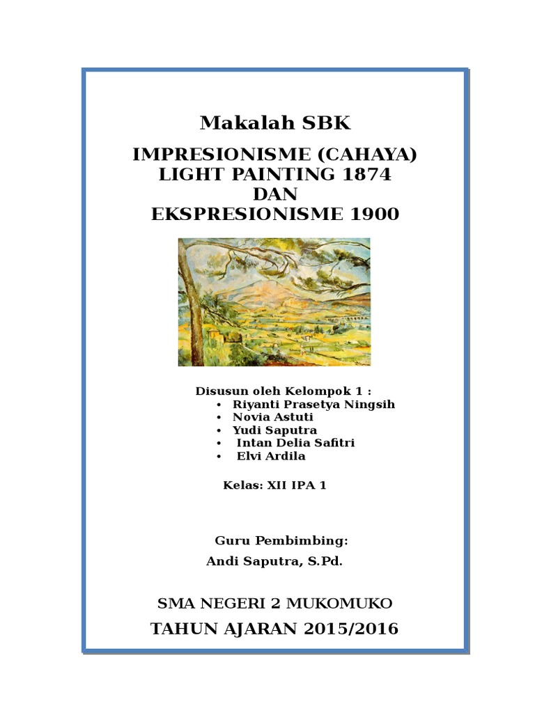 Makalah Sbk Sma Impresionisme Ekspresionisme
