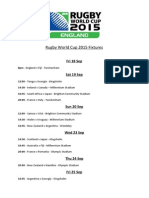 Rugby World Cup Fixtures