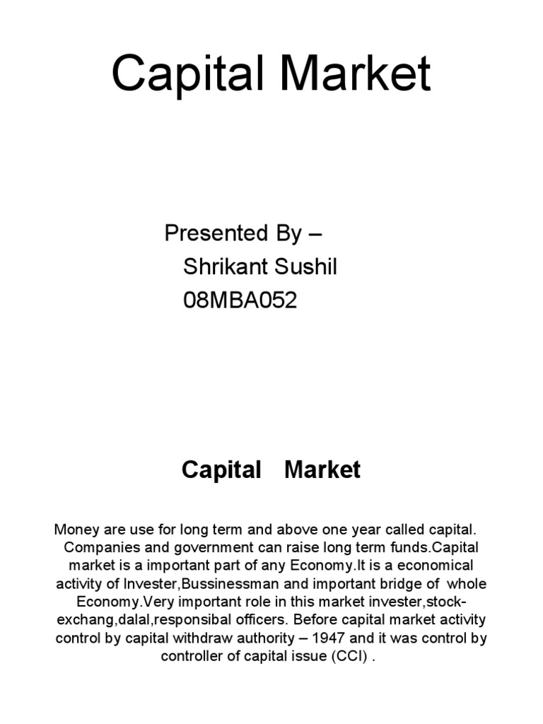 Overview of Capital Market Types | PDF
