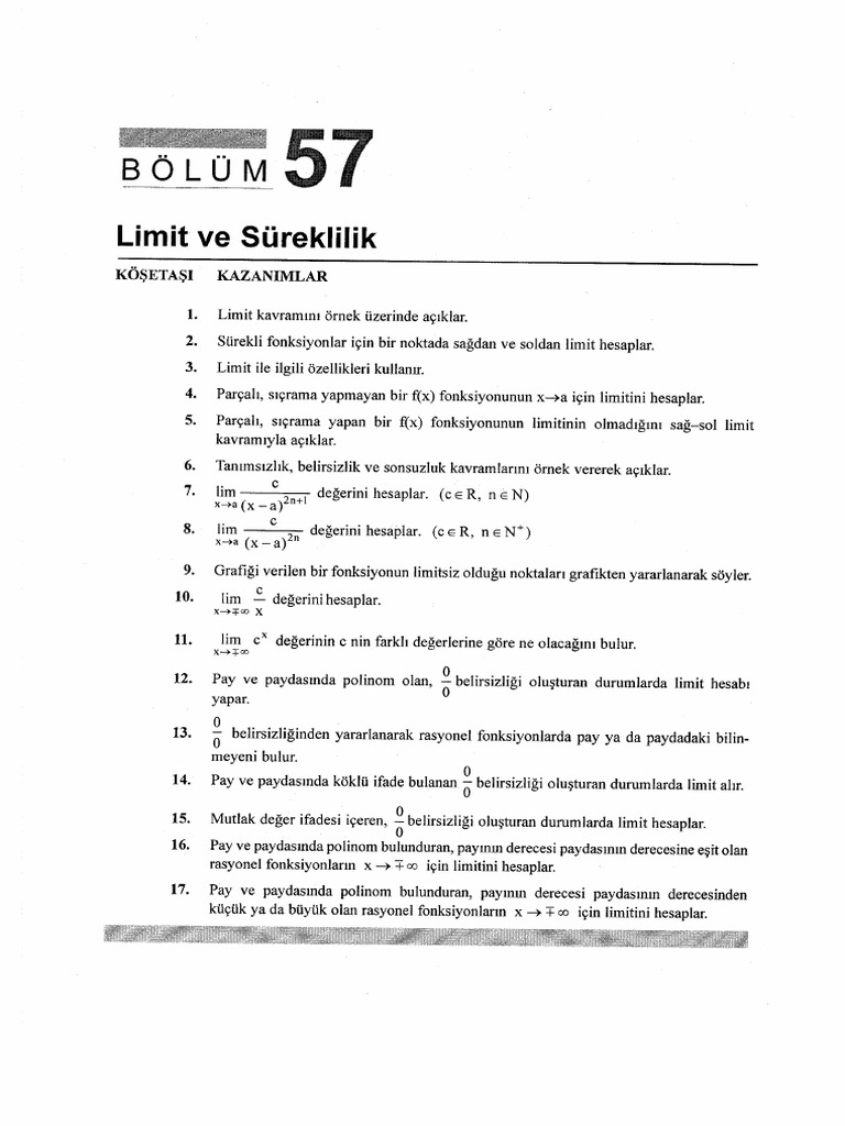 Li̇mi̇t Sürekli̇li̇k PDF | PDF