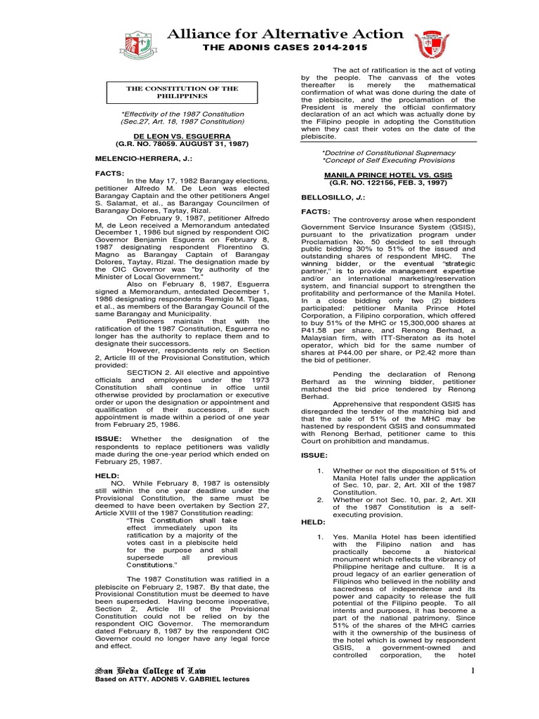 Adonis Notes 2015 | PDF | Constitutional Amendment | Constitution
