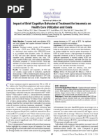 Cognitive Behavioral Theraphy for Insomnia