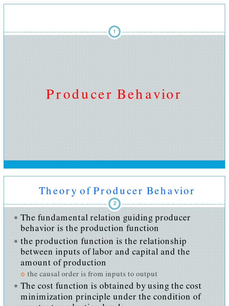 Producer Behavior
