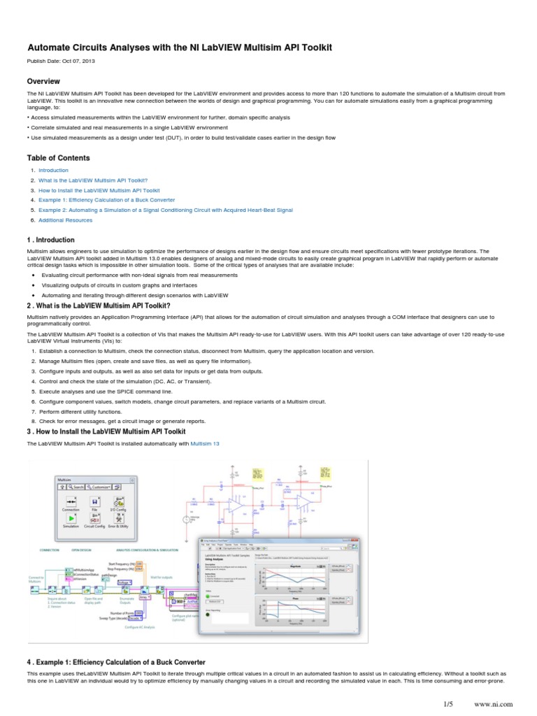 LabVIEW Multisim API Toolkit PDF Simulation Application