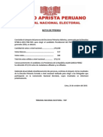 Comunicado Del Tribunal Nacional Electoral Del Partido Aprista