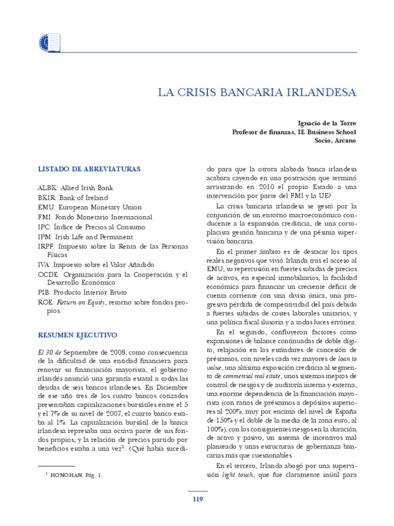 Causas de la Crisis Bancaria Irlandesa | PDF | Crisis de la deuda ...
