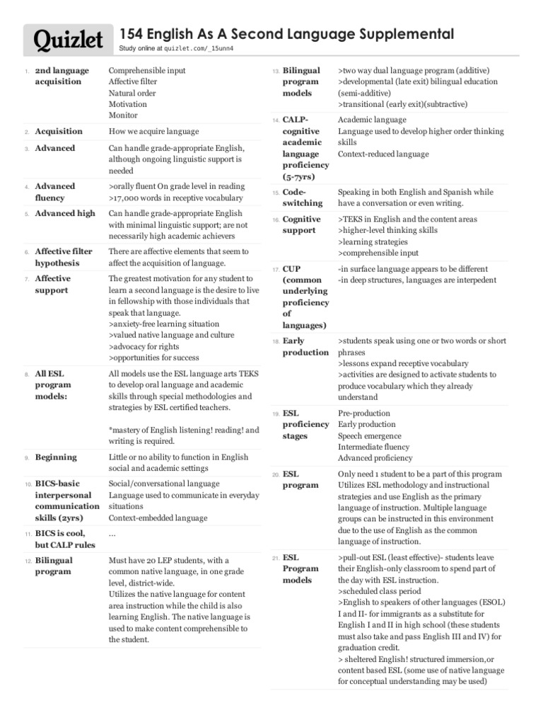 154 English As A Second Langua | PDF | English As A Second Or Foreign ...