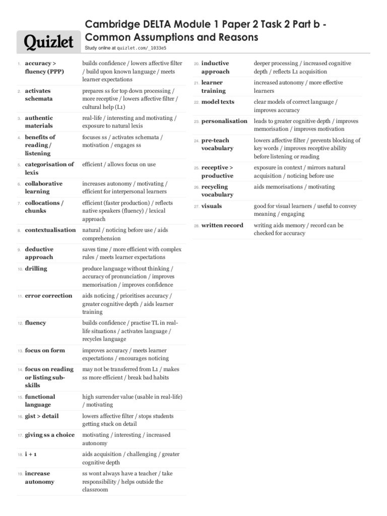 Cambridge DELTA Module 1 Insights | PDF | Reading (Process) | Vocabulary