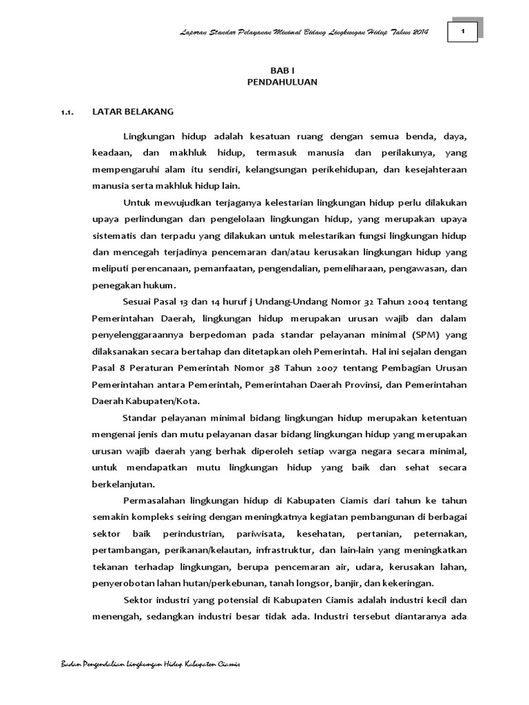 Laporan SPM LH THN 2014 BPLH Ciamis