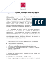 La Diputación y La Cámara Analizarán La Situación de Las Mujeres Discapacitadas