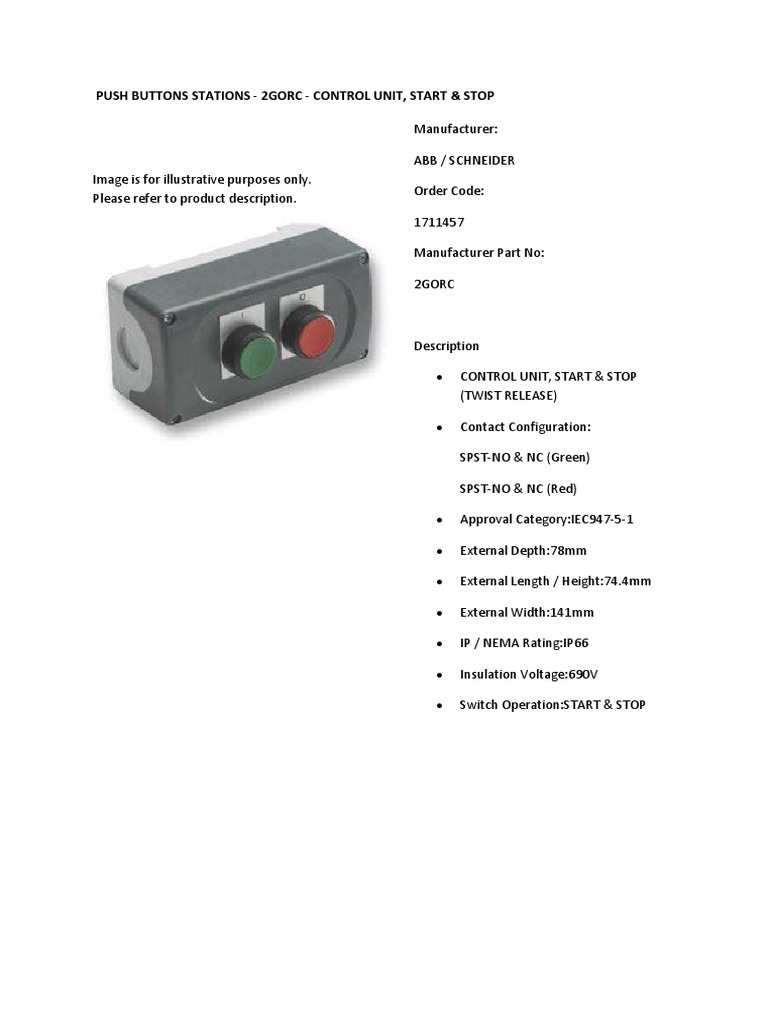 Push Buttons Stations 2gorc Control Unit, Start & Stop | PDF ...