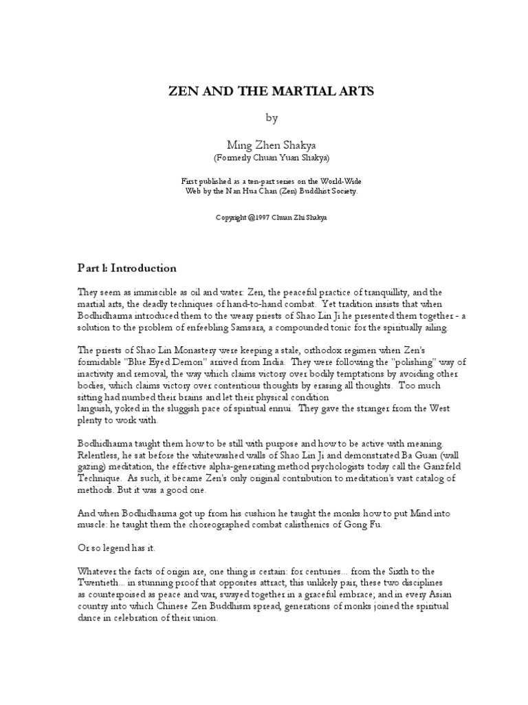 Zen and Martial Arts: A Historical Union | PDF | Zen | Bushido