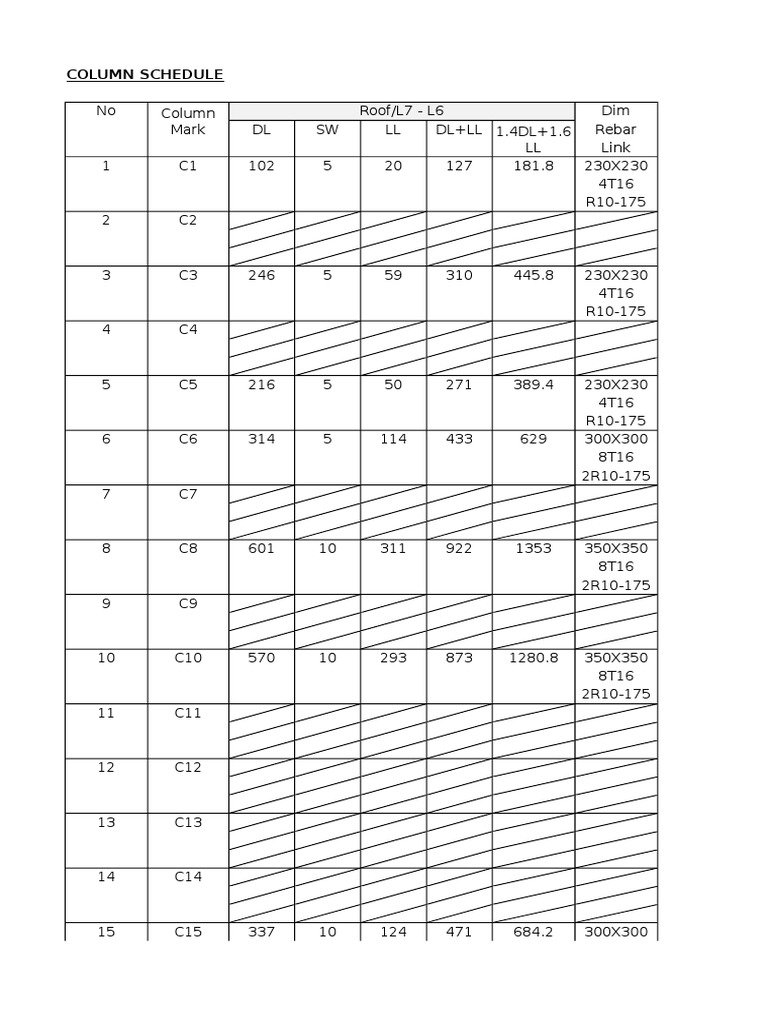 Column Schedule for Two-Storey House | PDF | Home & Garden | Technology ...