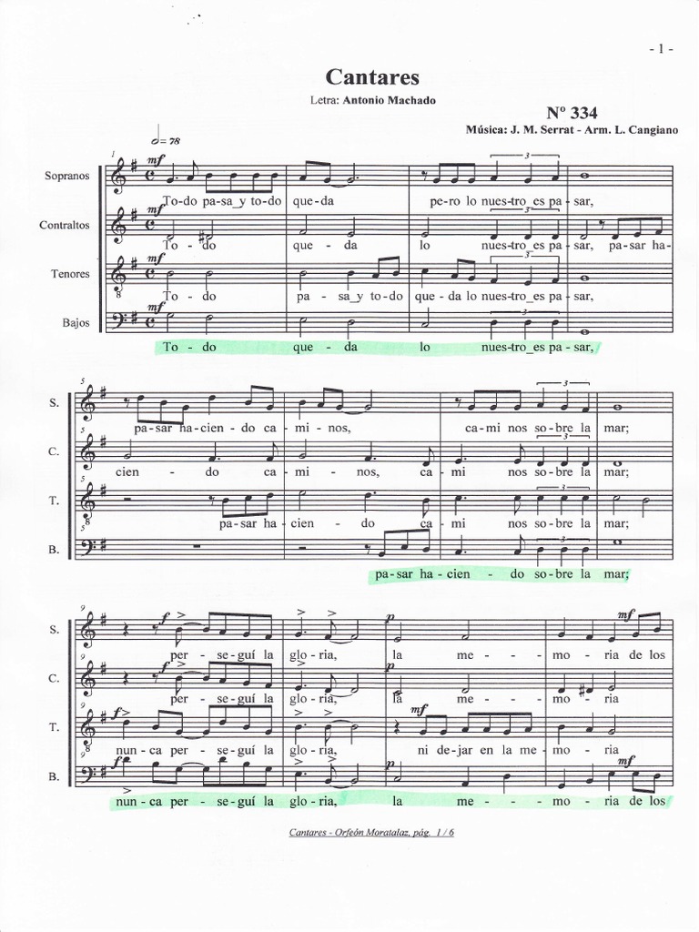 Cantares partitura para coro | Entretenimiento (general) | Prueba ...