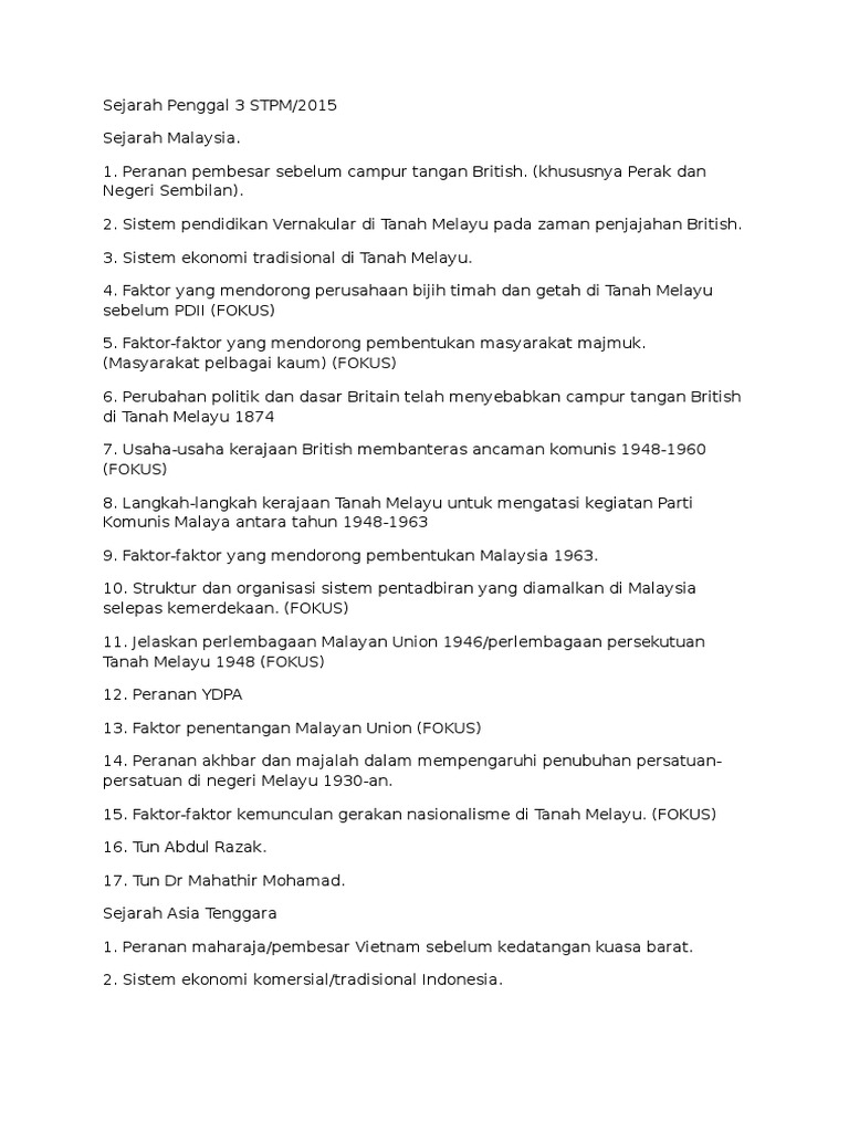 Sejarah Penggal 3 Stpm Pdf