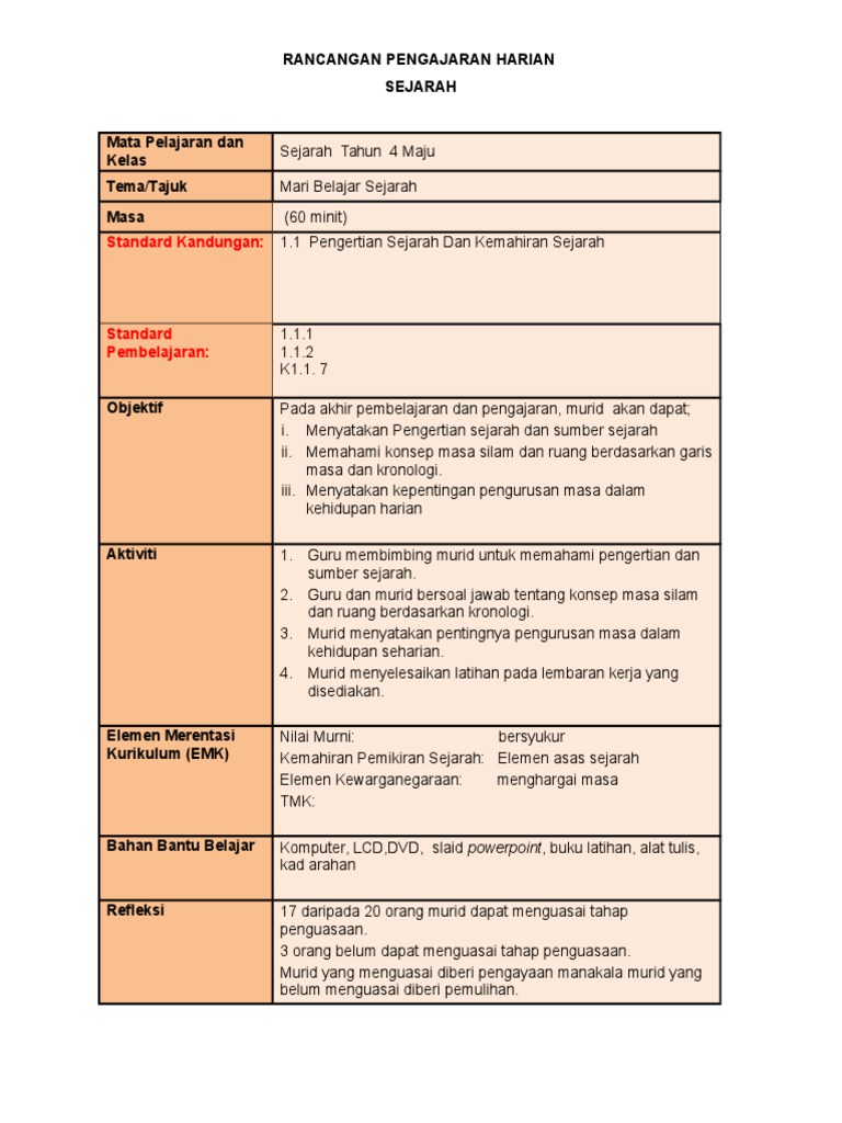 Rph Sejarah Tahun 4 Minggu 1 Pdf