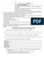 Atividade Língua Portuguesa 6 ano