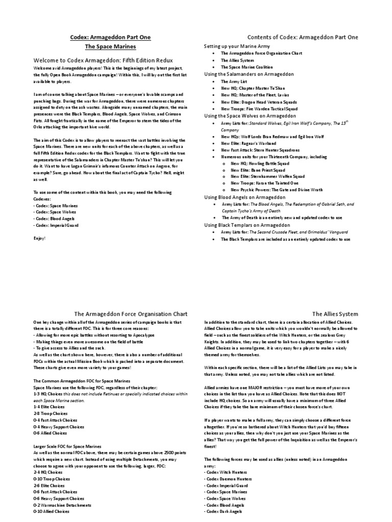 The Battle For Armageddon Forces Of The Space Marines Infantry Military scribd