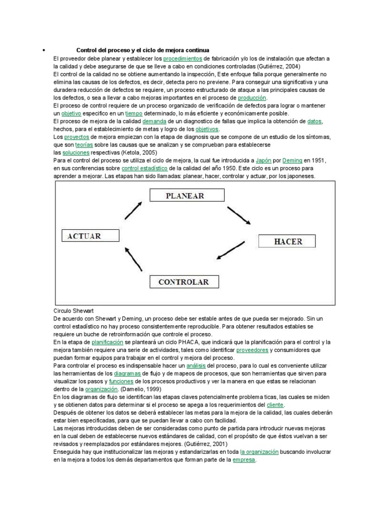 Control y Mejora Continua en Calidad | PDF | Gestión de la calidad ...