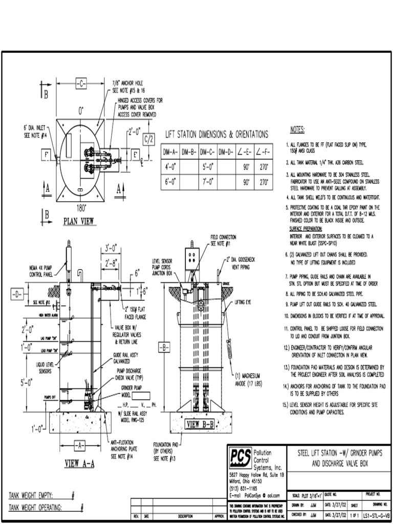 Lift Station Drawings Steel