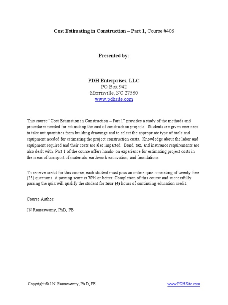 Cost Estimating in Construction Course | PDF | Wage | Interest