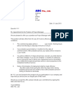 Sample Appointment Letter