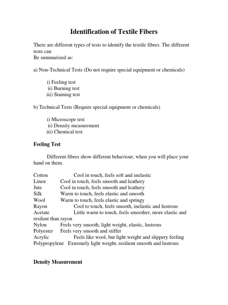 Textile Fiber Identification Methods | PDF